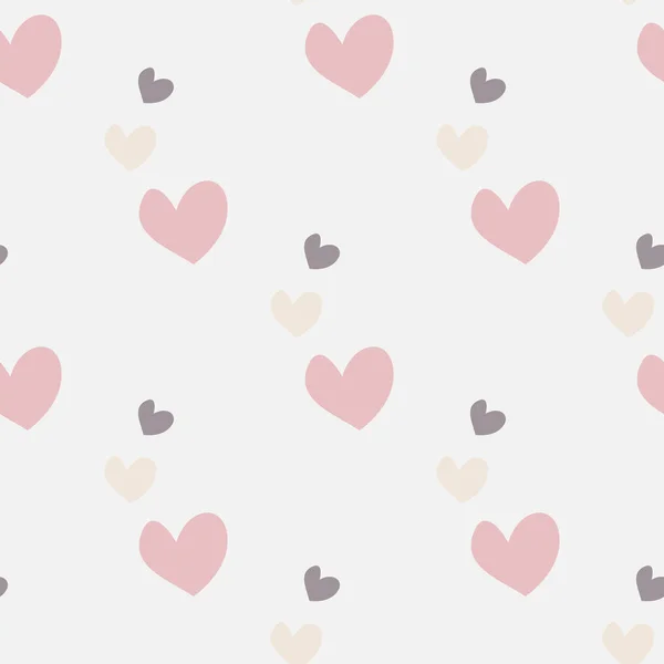 Nahtloses Muster Mit Herzform Pastellrosa Farbe Auf Weißem Hintergrund — Stockvektor