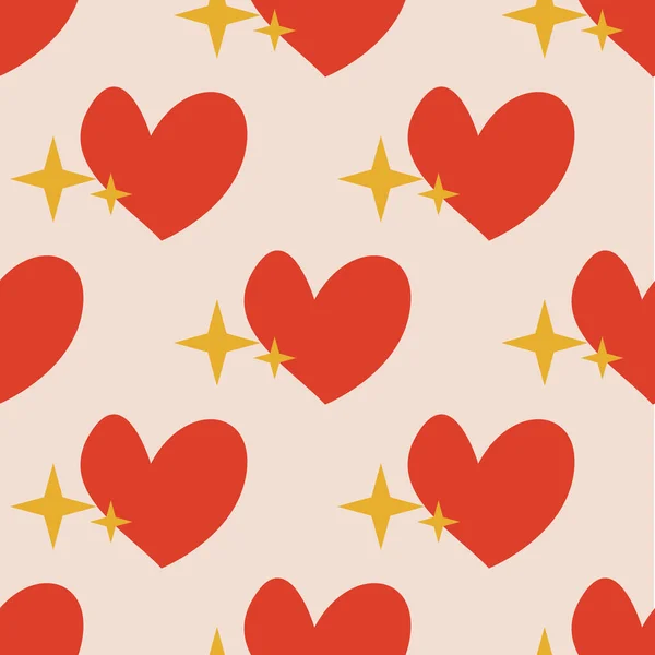 Modèle Sans Couture Avec Des Cœurs Rouges Sur Fond Rose — Image vectorielle