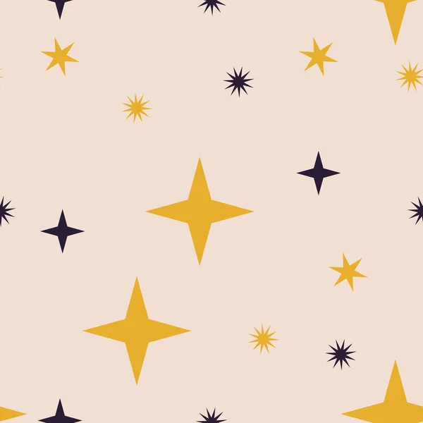浅粉底色黄蓝星无缝图案 — 图库矢量图片