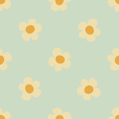 Kusursuz desenli papatya çiçekleri açık mavi renkte..