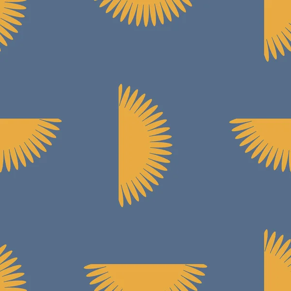 Naadloos Patroon Met Geometrische Zonnescherm Het Geel Een Blauwe Achtergrond — Stockvector
