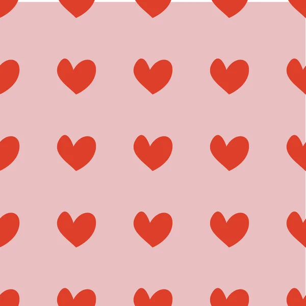 Motif Sans Couture Avec Des Cœurs Rouges Sur Fond Rose — Image vectorielle