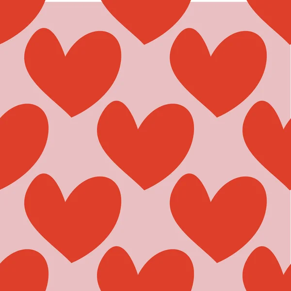 Pembe Bir Arka Plan Üzerinde Kırmızı Kalpler Ile Seamless Modeli — Stok Vektör