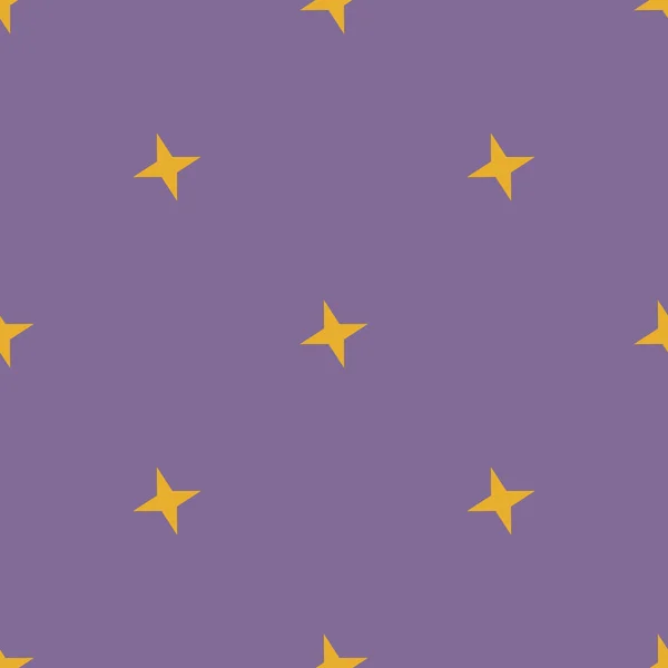紫色の背景に黄色の星とのシームレスなパターン — ストックベクタ