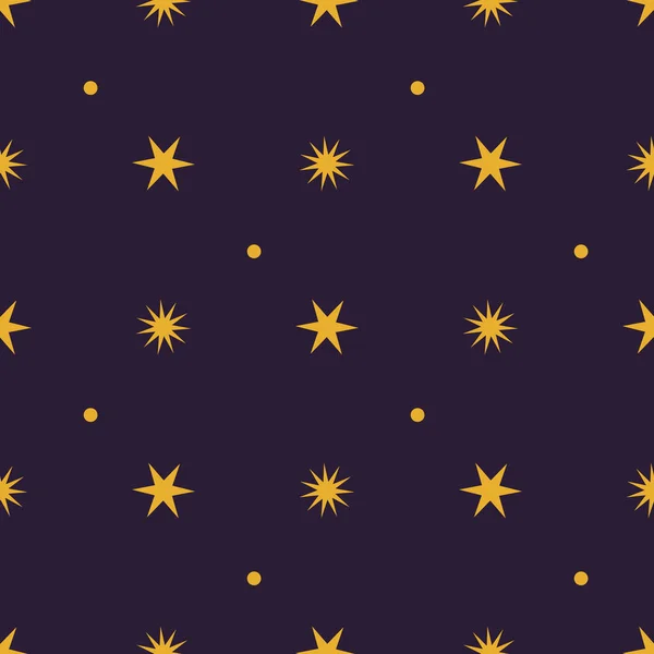 Απρόσκοπτη Μοτίβο Κίτρινα Αστέρια Σκούρο Μπλε Φόντο — Διανυσματικό Αρχείο
