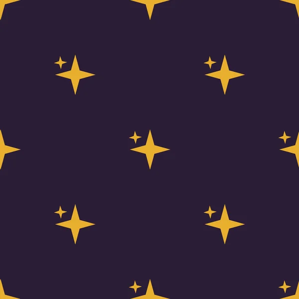 Koyu Mavi Arka Planda Sarı Yıldızlı Pürüzsüz Desen — Stok Vektör