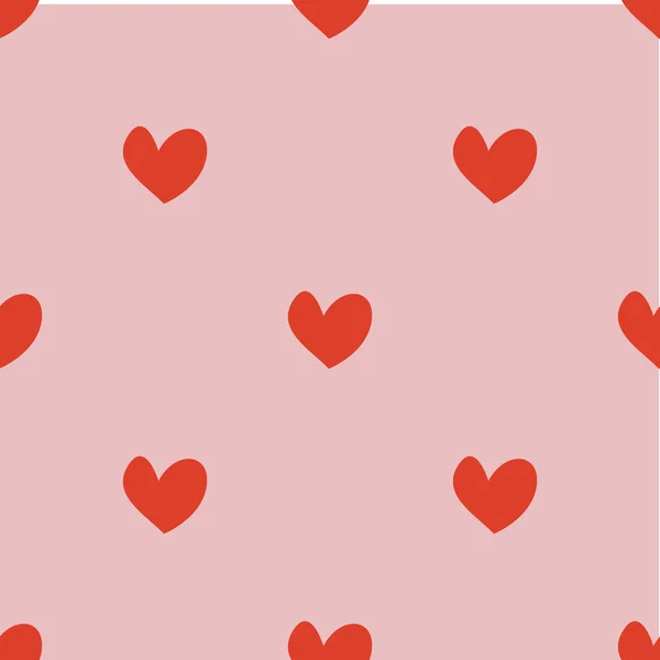 Nahtloses Muster Mit Roten Herzen Auf Rosa Hintergrund — Stockvektor