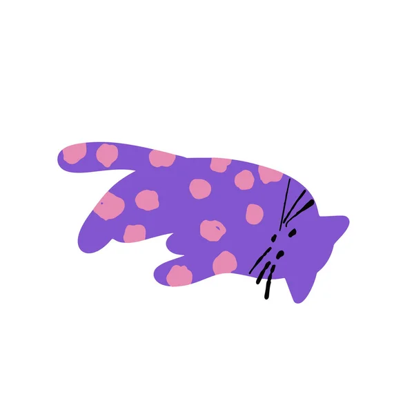 Texturizado Bonito Gato Ilustração Rosa Cor Violeta Isolado Branco — Vetor de Stock