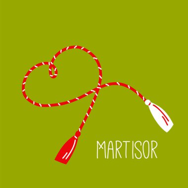 Martisor bahar sembolü İllüstrasyon folklor kırmızı ve beyaz kurdele tılsımı.