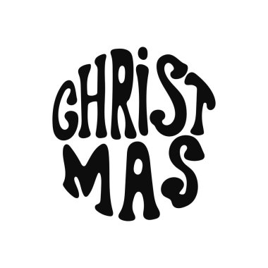 Siyah harfli cesur retro noel tipografi tasarımı.