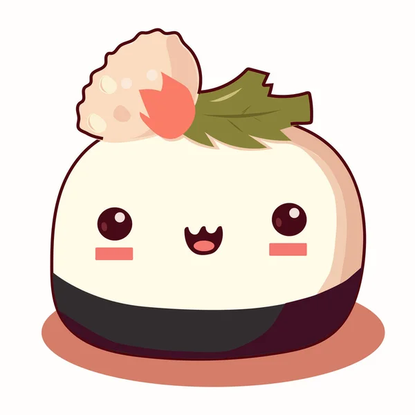 Znaki Sushi Emoji Kreskówkowe Japońskie Jedzenie Wektor Zestaw Postaci Kreskówek — Zdjęcie stockowe