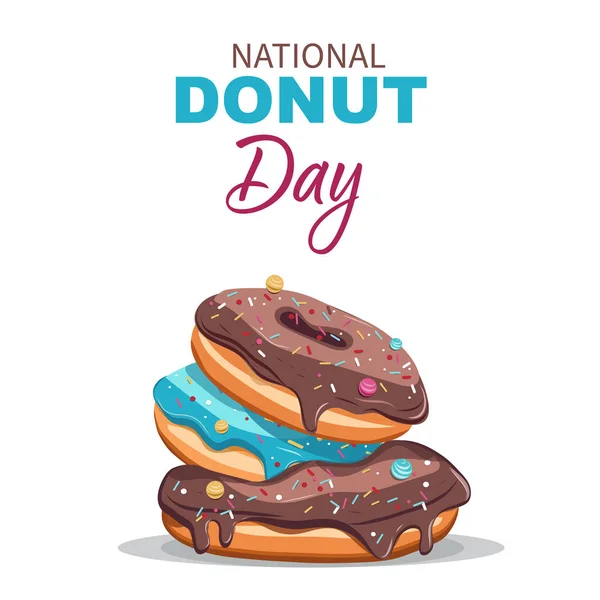 Donut Ulusal Günü Llüstrasyonu Çizgi Film Metin Yeri Kartpostal — Stok fotoğraf