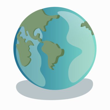 Dünya günü konsepti. Beyaz arka planda yeşil gezegen Dünya 'nın bir tasviri. Su ve Dünya Çevre Günü 'nün korunması, Çevre Koruma