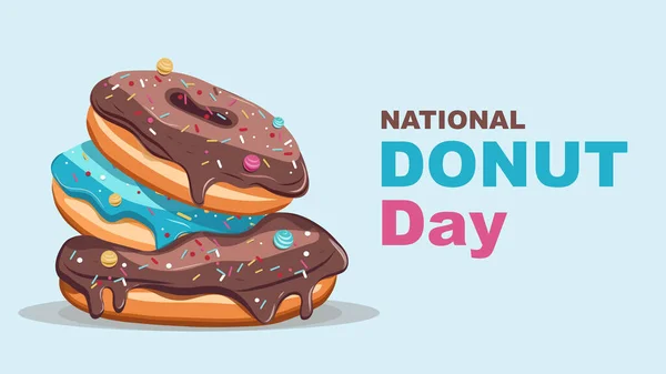 stock vector Donut National Day Illustration. Cartoon, place for text, postcard, banner.