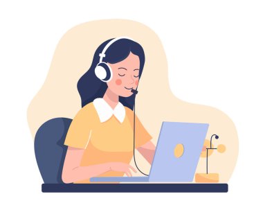 Ev işi kavramı, evden çalışan kadın, öğrenci ya da serbest çalışan. Beyaz arkaplanda izole edilmiş düz biçimdeki şirin vektör illüstrasyonu