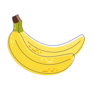 El çizimi düz muz demeti, beyaz arka planda izole meyveler. Tropikal yiyecekler leziz çizimler. Tasarımınız için vektör.