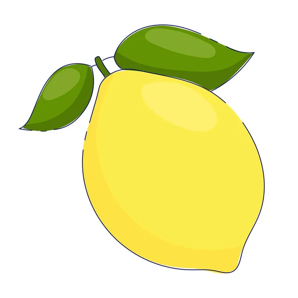 Frutti Limone Con Ramo Fetta Fiore Set Acquerello Illustrazione Isolata — Vettoriale Stock