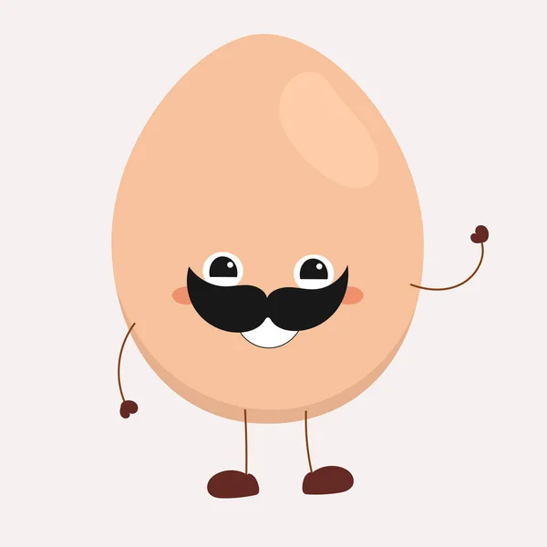 Illustrazione Sorridente Dell Uovo Carino Divertente Emoji Uovo Illustrazione Piatta — Vettoriale Stock