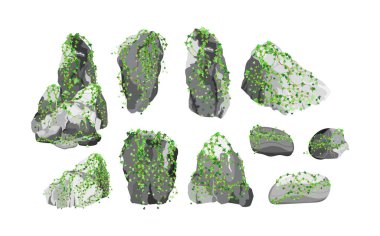 Kıyı çakıl taşları, çakıl taşları, çakıl taşları, mineraller ve jeolojik oluşumlar. Çeşitli şekil ve bitkilerden taşlar koleksiyonu. Kaya parçaları, kaya parçaları ve yapı malzemeleri..