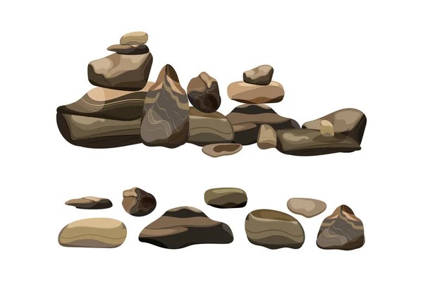 조약돌 지질학적 조각들의 돌모음 둥근돌 — 스톡 벡터