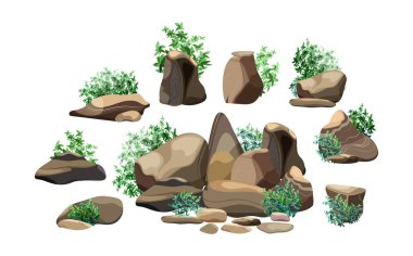 Kıyı çakıl taşları, çakıl taşları, çakıl taşları, mineraller ve jeolojik oluşumlar. Çeşitli şekillerde taş koleksiyonu. Kaya parçaları, kaya parçaları ve yapı malzemeleri..