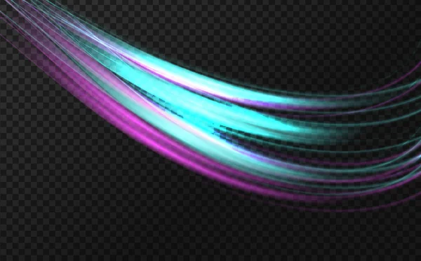 Gladde Gebogen Lijnen Met Een Magisch Lichteffect Lichtgevende Neon Vorm — Stockvector