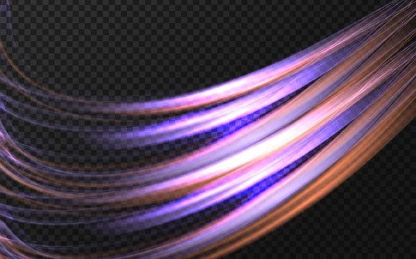 Garis Melengkung Halus Dengan Efekt Luminous Cahaya Magis Bentuk Neon - Stok Vektor