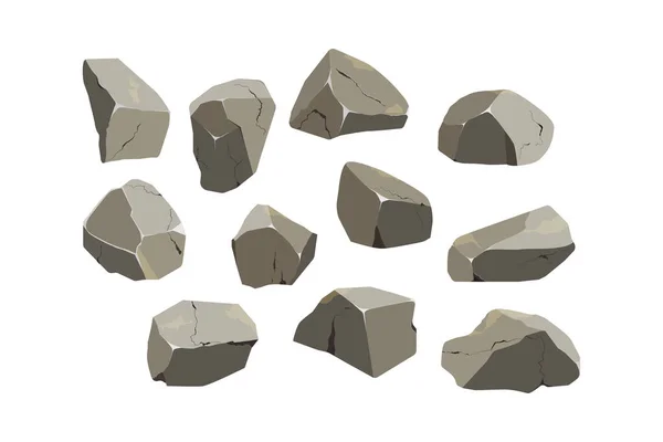 Galets Côtiers Pavés Gravier Minéraux Formations Géologiques Collection Pierres Différentes — Image vectorielle