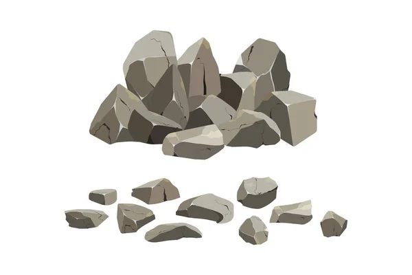 Pobřežní Oblázky Dlažební Kostky Štěrk Minerály Geologické Formace Sbírka Kamenů — Stockový vektor