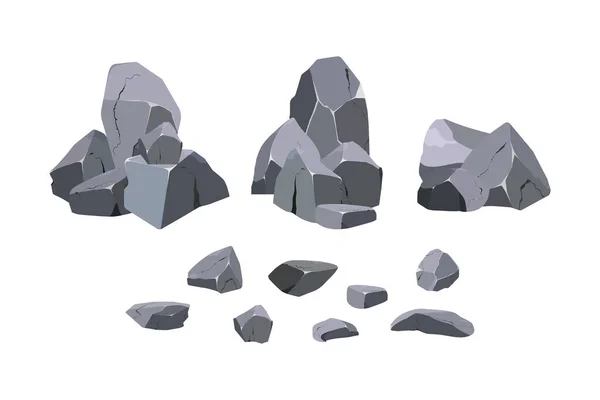 Pedrinhas Costeiras Pedras Paralelepípedos Cascalho Minerais Formações Geológicas Coleção Pedras —  Vetores de Stock