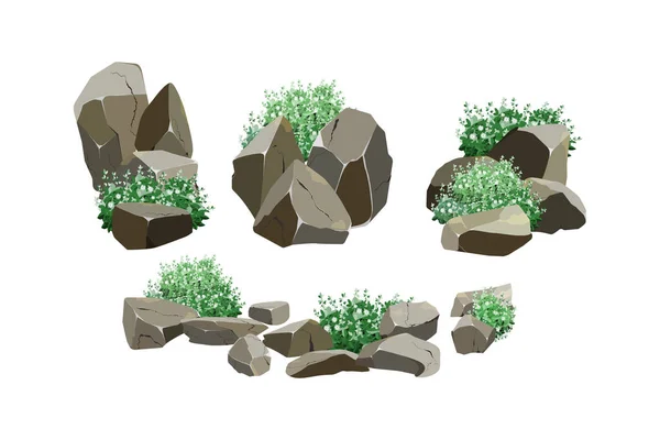 Pedrinhas Costeiras Paralelepípedos Cascalho Minerais Formações Geológicas Fragmentos Rocha Pedras —  Vetores de Stock