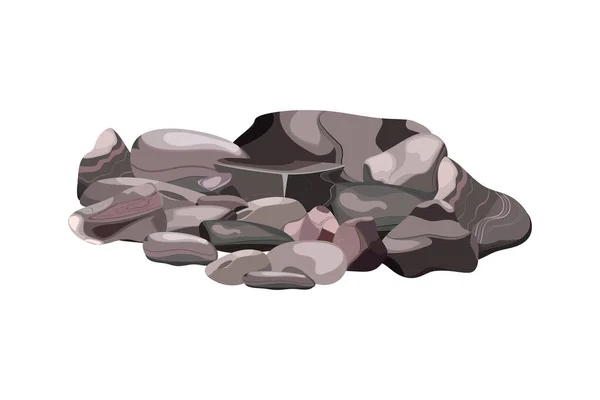 Παράκτια Βότσαλα Λιθόστρωτα Χαλίκια Ορυκτά Και Γεωλογικούς Σχηματισμούς Θραύσματα Βράχων — Διανυσματικό Αρχείο