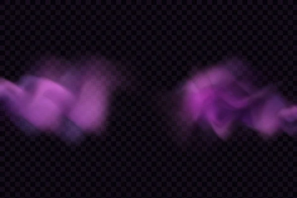 Púrpura Fluye Gas Venenoso Polvo Humo Effect Realistic Nubes Místicas — Vector de stock