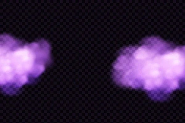紫色散发有毒气体 灰尘和烟雾的效果 现实的 可怕的 神秘的夜雾 — 图库矢量图片