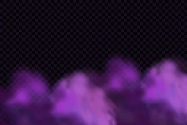 Púrpura Fluye Gas Venenoso Polvo Humo Effect Realistic Nubes Místicas — Vector de stock