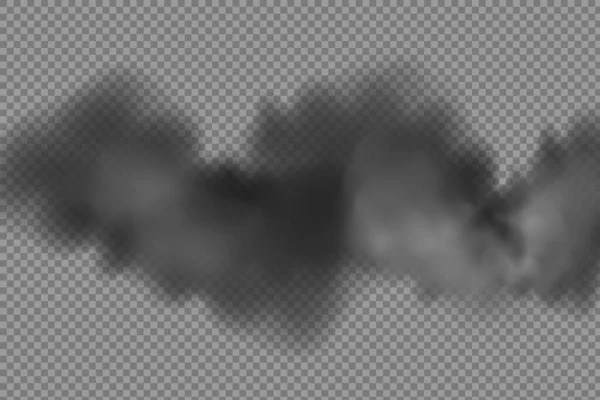 Vecteur Réaliste Isolé Sur Fond Transparent Fumée Noire Smog Sol — Image vectorielle