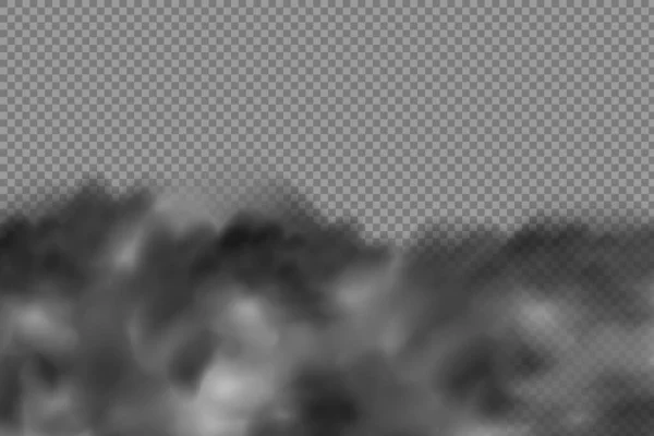 Realistische Vector Geïsoleerd Transparante Achtergrond Zwarte Rook Smog Bodem Zand — Stockvector
