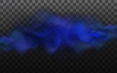 Bulutlu gökyüzü ya da şehrin üzerindeki sisli hava. Mavi vektör bulanıklığı, sis ya da karanlık kareli arka planda duman. Vektör illüstrasyonu.