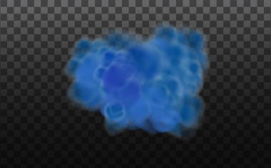 Bulutlu gökyüzü ya da şehrin üzerindeki sisli hava. Mavi vektör bulanıklığı, sis ya da karanlık kareli arka planda duman. Vektör illüstrasyonu.