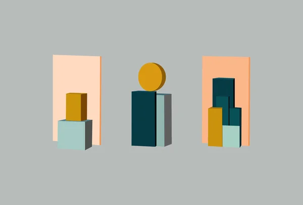 Bauhaus Elements Minimalist Geometric Brutal Shapes Colorful Basic Memphis Abstract — Stock Vector