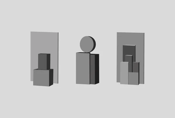 Bauhaus Elements Minimalist Geometric Brutal Shapes Black Basic Memphis Abstract — Stock Vector