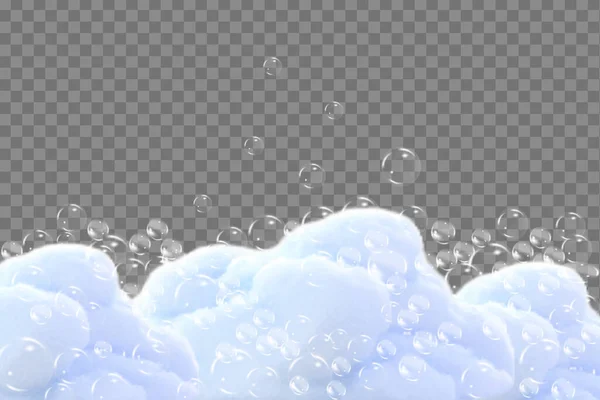 Shampoo Bubbles Texture Bath Foam Isolated Transparent Background Sparkling Shampoo — 图库矢量图片
