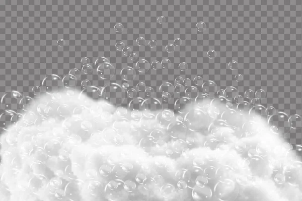 Shampoo Bubbles Texture Bath Foam Isolated Transparent Background Sparkling Shampoo — Stockový vektor