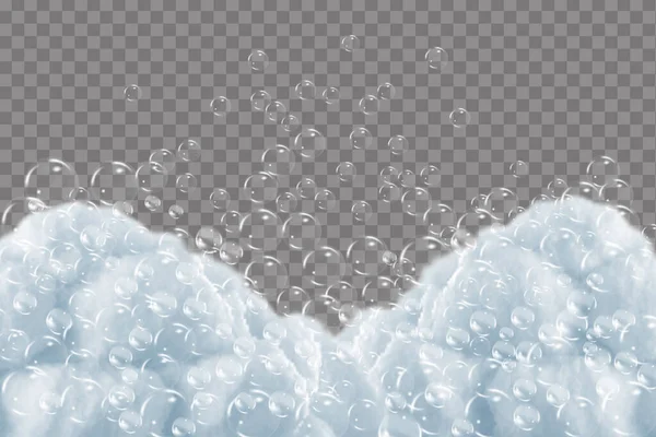 Shampoo Bubbles Texture Bath Foam Isolated Transparent Background Sparkling Shampoo — Stock vektor