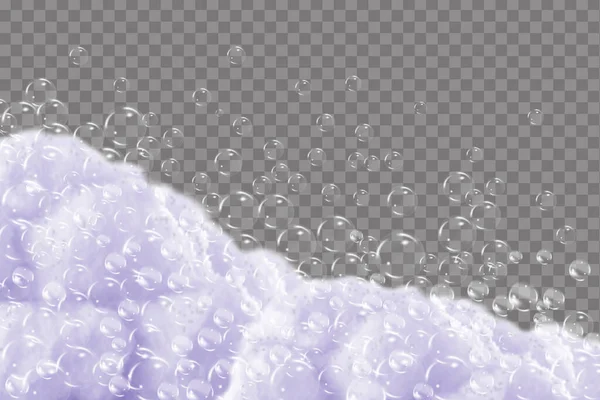 Shampoo Bubbles Texture Bath Foam Isolated Transparent Background Sparkling Shampoo — Stockový vektor