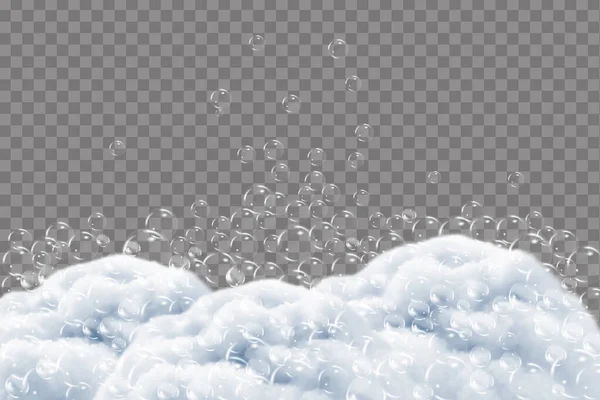 Shampoo Bubbles Texture Bath Foam Isolated Transparent Background Sparkling Shampoo — Vector de stock