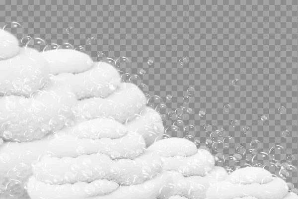 Shampooing Bulles Texture Mousse Bain Isolée Sur Fond Transparent Sparkling — Image vectorielle