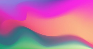 Vektör mavi neon hologram rüya gibi arkaplan. Minimalist tasarım, çeşitli renklerde holografik efekt içeren, şekil benzeri bir sıvıdan oluşur..