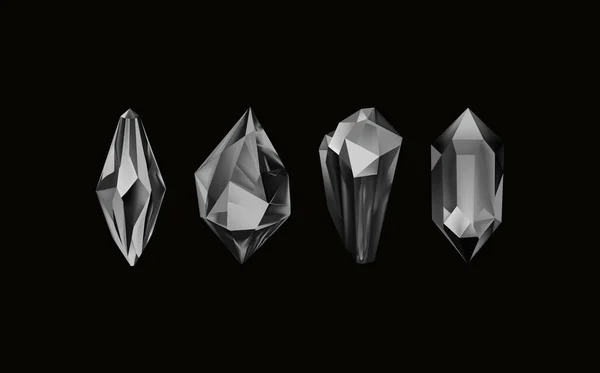 Glänzende Kristalle Aus Glas Mit Verschiedenen Schattierungen Die Das Licht — Stockvektor