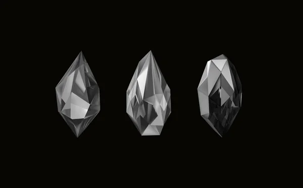 Glänsande Kristaller Med Olika Nyanser Reflekterande Ljus Samling Bilder Svarta — Stock vektor